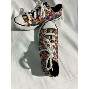 Converse All Star Girls Floral Low Top Sneakers Black Casual Shoes